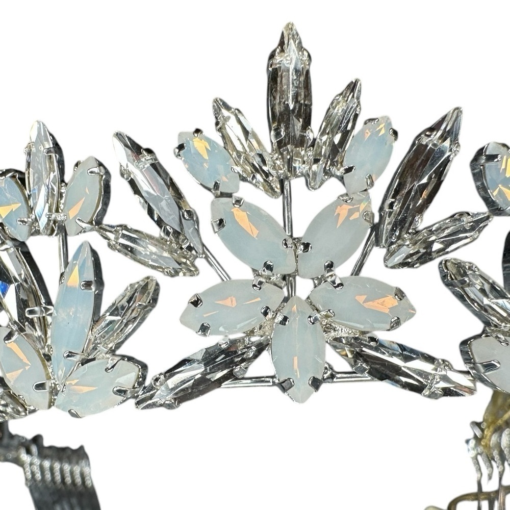 NEW Brides & Hairpins Honora Crystal Opal Sterling Silver Halo Comb Crown Tiara - Picture 10 of 14